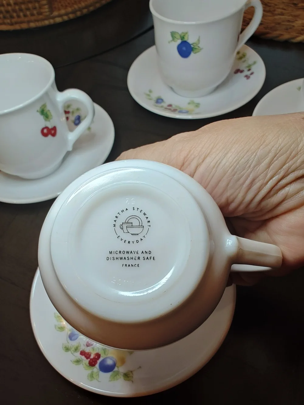Vintage Martha Stewart Everyday Fruit Cup & Saucer Set Of 4 - Made in France